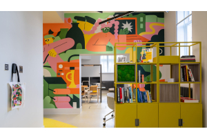 colourful office workspace