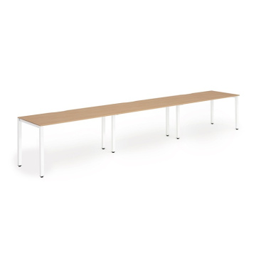 Evolve Plus Single Row 3 Person Bench Desk with White Frame