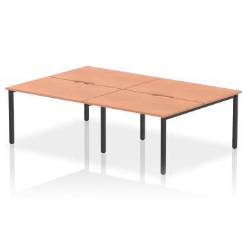 Office Bench Desks Evolve Plus 1200mm B2B 4 Person Office Bench Desk Beech Top Black Frame BE811