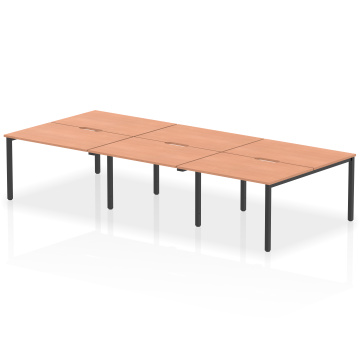 Office Bench Desks Evolve Plus 1200mm B2B 6 Person Office Bench Desk Beech Top Black Frame BE829