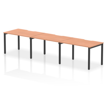 Office Bench Desks Evolve Plus 1200mm Single Row 3 Person Office Bench Desk Beech Top Black Frame BE883