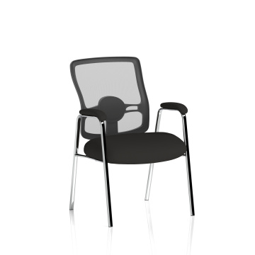 Office Breakout Furniture Portland Visitor (Straight Leg) Black Fabric Black Mesh Back With Arms BR000115