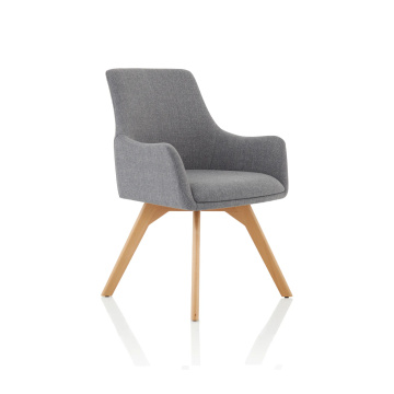 Office Meeting & Boardroom Carmen Grey Fabric Wooden Leg Chair BR000224