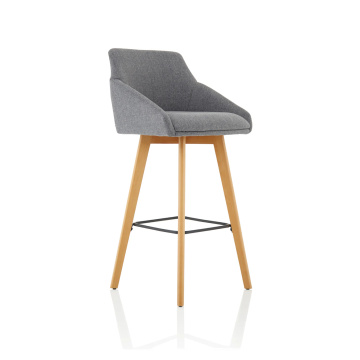 Office Meeting & Boardroom Carmen Grey Fabric Wooden Leg High Stool BR000225
