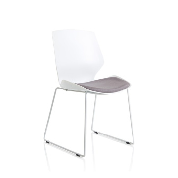 Florence Sled White Frame Dark Grey Seat Visitor Chair