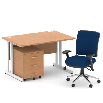 Impulse White Cantilever Straight Desk