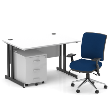 Impulse Black Cantilever Straight Desk