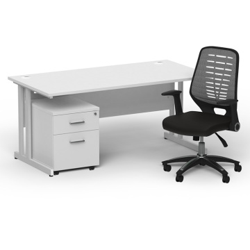 Impulse Silver Cantilever Straight Desk