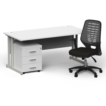 Impulse Silver Cantilever Straight Desk 