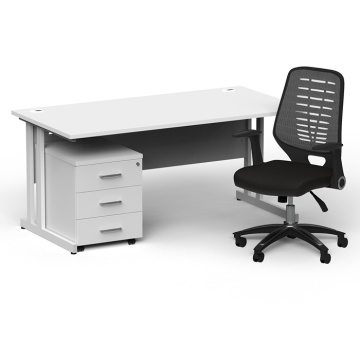 Impulse White Cantilever Straight Desk 