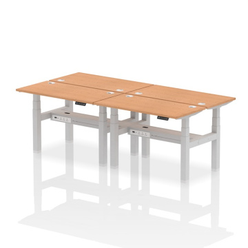 Air B2B 4 Person Slimline Height Adjustable Desk Silver Frame, Cable Ports
