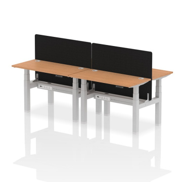 Air B2B 4 Person Slimline Height Adjustable Desk Silver Frame, Cable Ports, Screen
