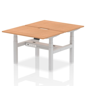 Air Back-to-Back 2 Person Scalloped Height Adjustable Desk Silver Frame