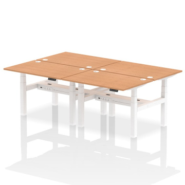 Air Back-to-Back 4 Person Height Adjustable Desk White Frame