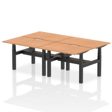 Air Back-to-Back 4 Person Height Adjustable Scalloped Desk Black Frame