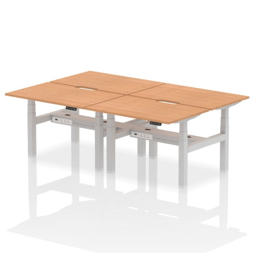 Air Back-to-Back 4 Person Scalloped Height Adjustable Desk Silver Frame