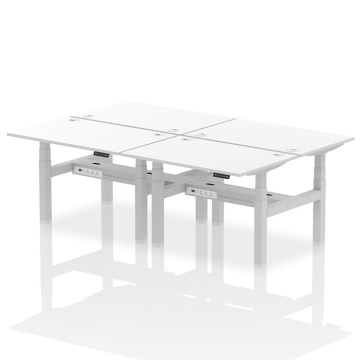 Air Back-to-Back 4 Person Height Adjustable Desk Silver Frame