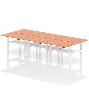 Office Ergonomic Desks Air B2B 1200x800mm HAdj 6P Desk Beech Top,scallops White Frame HA01792