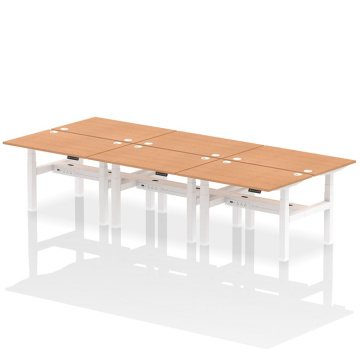 Air Back-to-Back 6 Person Height Adjustable Desk White Frame