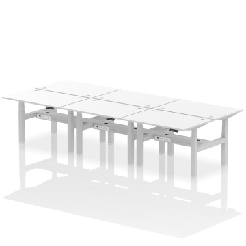 Air Back-to-Back 6 Person Height Adjustable Desk Silver Frame