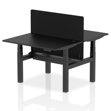 Air Back-to-Back 2 Person Height Adjustable Desk Black Frame and Screen