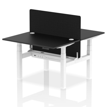 Air Back-to-Back 2 Person Height Adjustable Desk White Frame, Black Screen