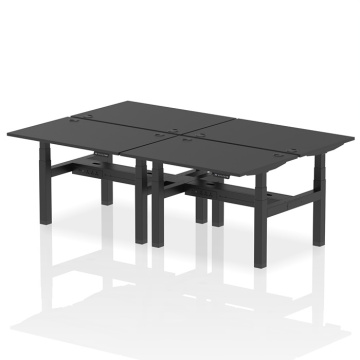 Air Back-to-Back 4 Person Height Adjustable Desk Black Frame
