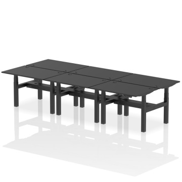 Air Back-to-Back 6 Person Height Adjustable Desk Black Frame