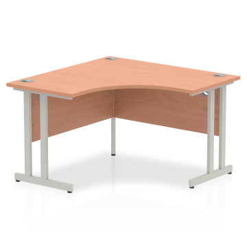 Office Corner & L-Shaped Desks Impulse 1200mm Corner Office Desk Beech Top Silver Cantilever Leg I000296