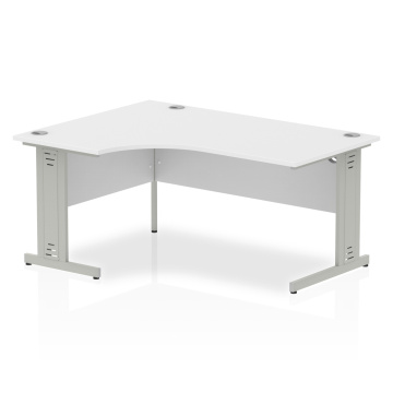 Impulse Left Crescent Desk Silver Cable Managed Leg