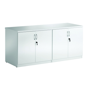 Office Cupboards High Gloss 1600mm Credenza Twin Cupboard White I000908