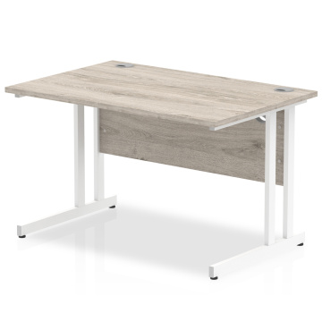 Impulse Straight Desk White Cantilever Leg
