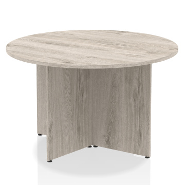Office Meeting Tables Impulse 1200mm Round Table Grey Oak Top Arrowhead Leg I003276