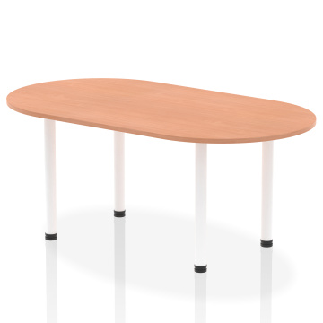 Office Boardroom Tables Impulse 1800mm Boardroom Table Beech Top White Post Leg I003741