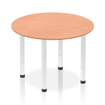 Office Meeting Tables Impulse 1000 Round Table Beech, Chrome Post Leg I003753