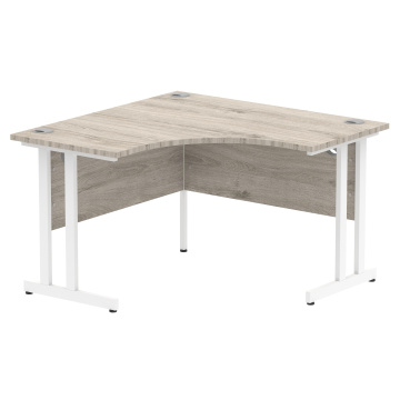 Office Corner & L-Shaped Desks Impulse 1200mm Corner Office Desk Grey Oak Top White Cantilever Leg I003792