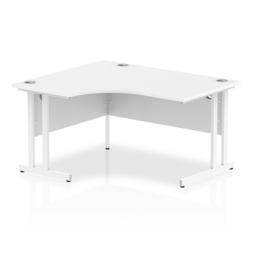 Impulse Left Crescent Desk White Cantilever Leg