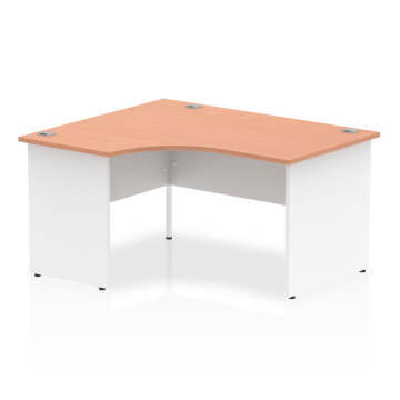 Office Corner & L-Shaped Desks Impulse 1400mm Left Crescent Desk Beech Top White Panel End Leg I003878