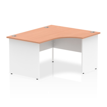 Office Corner & L-Shaped Desks Impulse 1400mm Right Crescent Desk Beech Top White Panel End Leg I003883