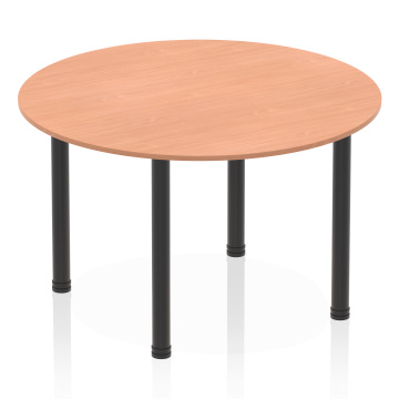 Office Meeting Tables Impulse 1200 Round Table Beech, Black Post Leg I004188