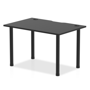 Office Call Centre Desks Impulse Black Series 1200x800 Cable Ports Black Post Leg I004200