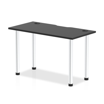 Office Call Centre Desks Impulse Black Series 1200 x 600mm Straight Table Black Top with Cable Ports Aluminium Leg I004236DI
