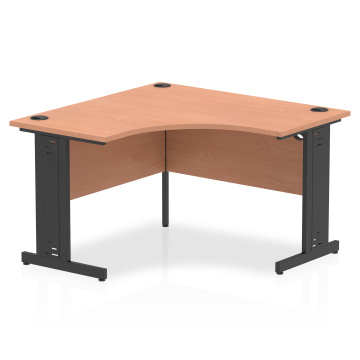 Office Corner & L-Shaped Desks Impulse 1200mm Corner Office Desk Beech Top Black Cable Managed Leg I004542