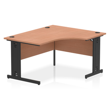 Office Corner & L-Shaped Desks Impulse 1400 Right Crescent Desk Beech, Black Cable Managed Leg I004544