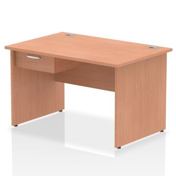 Office Desk Bundles Impulse 1200 x 800mm Desk Beech Top Panel End Leg Single Drawer Fixed Ped I004889