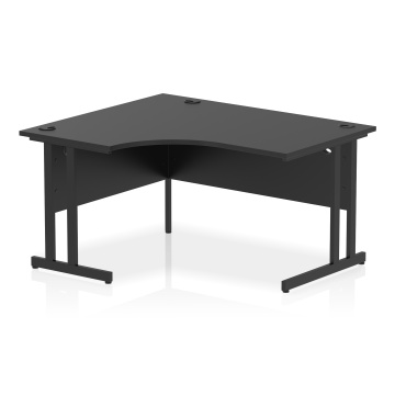 Office Corner & L-Shaped Desks Impulse 1400mm Left Crescent Desk Black Top Black Cantilever Leg I005145