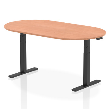 Office Boardroom Tables Impulse 1800mm Boardroom Table Beech Top Black Height Adjustable Leg I005189