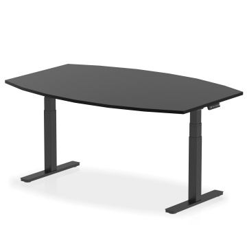 Office Boardroom Tables High Gloss 1800mm Writable Boardroom Table Black Top Black Height Adjustable Leg I005790