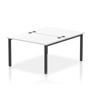 Office Corner & L-Shaped Desks Impulse Bench B2B 2 Person 1200 Black Frame Desk White IB00491