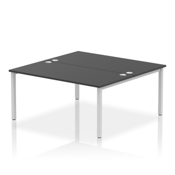 Office Standard Office Desks Impulse Bench B2B 2 Person 1600 Silver Frame Desk Black IB00504